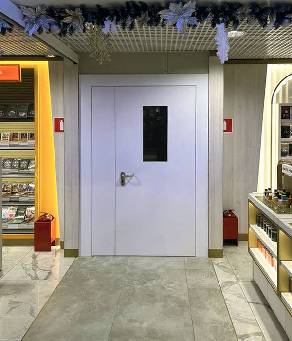 Полуторная дверь с остеклением для аэропорта